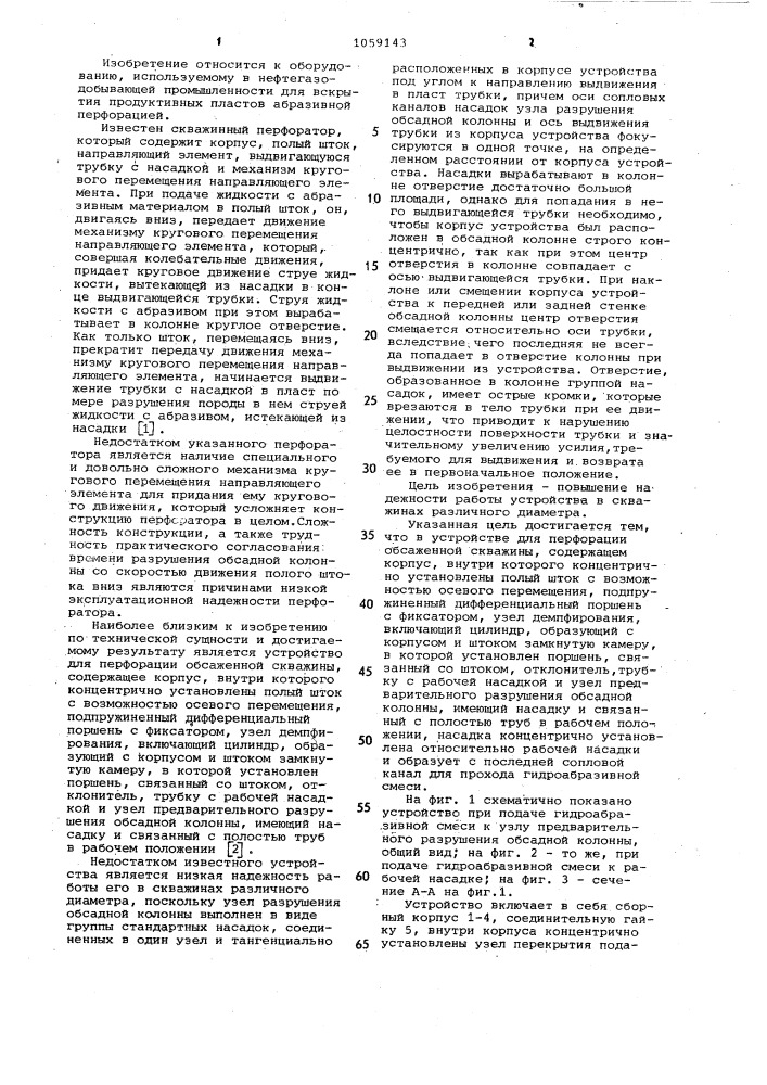 Устройство для перфорации обсаженной скважины (патент 1059143)