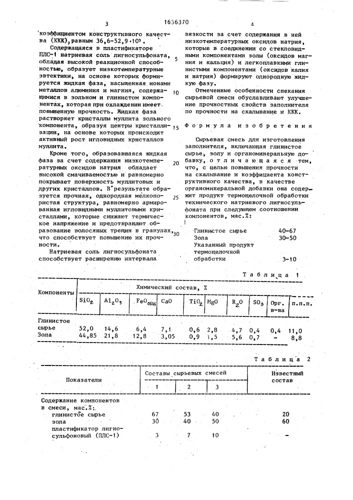 Сырьевая смесь для изготовления заполнителя (патент 1636370)