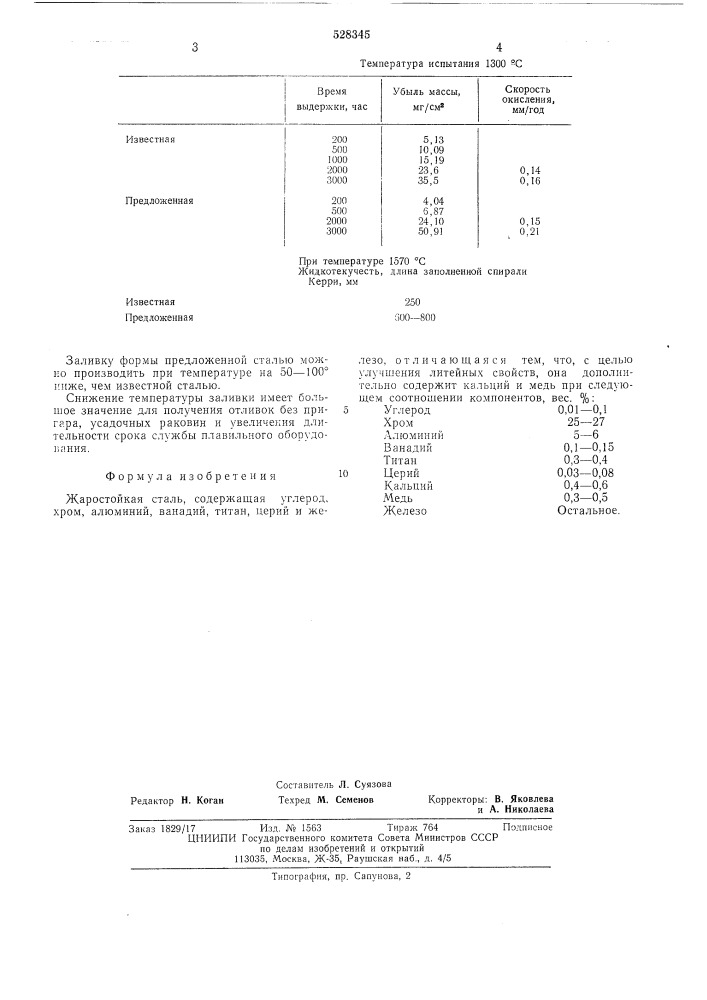 Жаростойкая сталь (патент 528345)