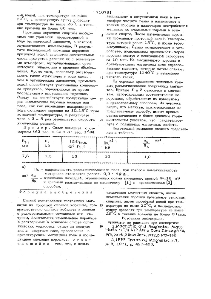 Способ изготовления постоянных магнитов (патент 710791)