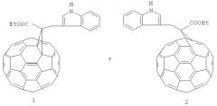 Способ совместного получения 1'-(3-1н-индолметил)-1'-этилформил-( c60-ih)[5,6]фуллеро[2',3':1,9]циклопропана и 1'a-(3-1н-индолметил)-1'a-этилформил-1'a-карба-1'(2')a-гомо(c60-ih)[5,6]фуллерена (патент 2440340)