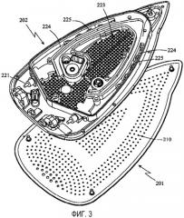 Утюг с подошвой, снабженной сетью отверстий для выхода пара (патент 2388862)