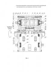 Самотормозящийся сдвоенный аксиальный асинхронный электродвигатель для привода поточных линий (патент 2655378)