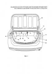 Выдвижная конструкция для хранения предметов в багажном отделении транспортного средства (патент 2657663)