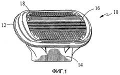 Бритвенный картридж с окрашенным и полученным путем вытяжки удерживающим зажимом (патент 2243884)