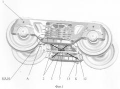 Тележка грузового вагона с трехэлементной рамой и диагональными связями (патент 2297350)
