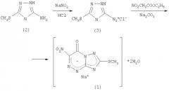 Натриевая соль 2-метилтио-6-нитро-1,2-4-триазоло[5,1-c]-1,2,4-триазин-7(4h)-она, дигидрат, обладающая противовирусной активностью (патент 2294936)