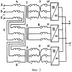 Устройство для выпрямления трехфазного напряжения с трехканальным преобразованием энергетического потока (варианты) (патент 2290741)
