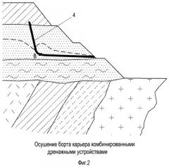 Способ осушения бортов карьеров с помощью систем комбинированных дренажных устройств (патент 2465405)