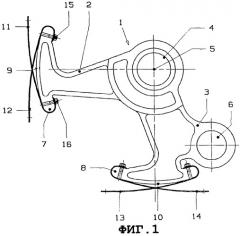 Устройство для передачи движений и сил, в частности, в ремизных ткацких станках (патент 2260638)