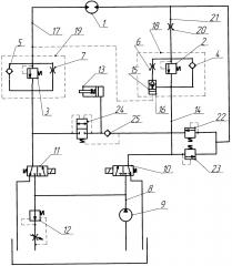 Гидравлический привод вращательного действия с клапанным распределением и регулированием скорости вращения (патент 2623614)