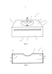 Санитарно-техническое устройство, содержащее умывальник и опорный мебельный элемент (патент 2593962)