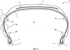 Шина, содержащая корды каркасных арматур с низкой проницаемостью и с переменными значениями толщины каучуковых смесей (патент 2525504)