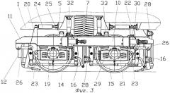 Железнодорожное тяговое транспортное средство с двухосными тележками (варианты) (патент 2308386)