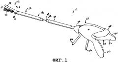 Хирургический инструмент для наложения скобок, содержащий многоходовый выталкивающий механизм с неравномерным шагом и роторной передачей (патент 2434593)