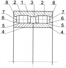 Двухрядный роликовый подшипник качения (патент 2607146)