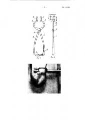Щипцы для фиксации семенного канатика при перкутанной кастрации животных (патент 141983)