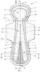 Абсорбирующее изделие, такое как гигиеническая прокладка, подгузник, защитное приспособление, используемое при недержании, или прокладка для трусов (патент 2277403)