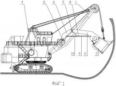 Способ формирования траектории движения ковша канатного карьерного экскаватора и рабочее оборудование для его осуществления (патент 2485317)