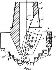 Лопастное долото для бурения перемежающихся по крепости горных пород (патент 2315850)