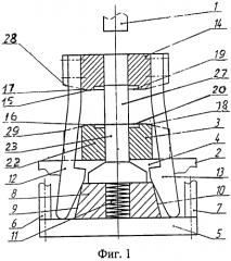 Штамп с горизонтальным разъемом матриц для штамповки поковок типа крестовин (патент 2550067)