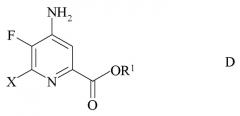 Способ получения 4-амино-5-фтор-3-галоген-6-(замещенных)пиколинатов (патент 2545074)