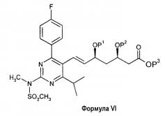 Трет-бутил(е)-(6-{2-[4-(4-фторфенил)-6-изопропил-2-[метил(метилсульфонил)а мино]пири мидин-5-ил]винил}-(4r,6s)-2,2-диметил[1,3]диоксан-4-ил]ацетат и его способ получения, дифенил[4-(4-фторфенил)-6-изопропил-2-[метил-(метилсульфонил)амино]пиримидин-5-илме тил]фосф фонил)амино]пиримидин-5 -ил]-(3r,5s)-3,5-дигидроксигепт-6-еновой кислоты и ее производных (патент 2243969)