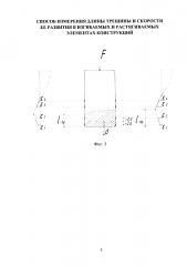 Способ измерения длины трещины и скорости ее развития в изгибаемых и растягиваемых элементах конструкций (патент 2596694)