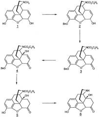 Производное 14-гидроксинорморфинона, производное морфинона, производное морфина, способы получения производного 14-гидроксинорморфинона, производное морфинона, нороксиморфона (патент 2297419)