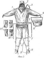 Легкий защитный костюм спасателя с защитным жилетом от электромагнитного излучения (патент 2503913)