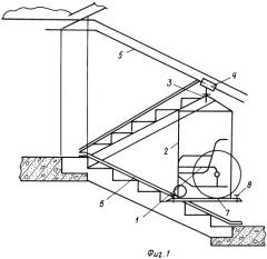 Устройство транспортировки инвалидного кресла-коляски по лестничным переходам (патент 2268694)