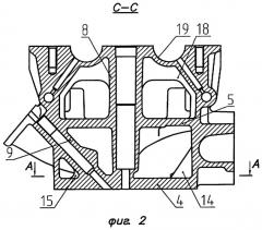 Головка цилиндров дизельного двигателя с жидкостным охлаждением (патент 2283438)