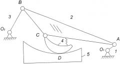 Пятизвенный механизм с перекатывающимся рычагом (патент 2554177)