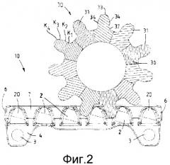 Система подачи для подземной выемочной машины, зубчатая рейка и ведущая звездочка для нее (патент 2547859)