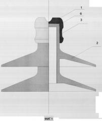 Штыревой кремнийорганический изолятор и способ его крепления на траверсу (патент 2323495)