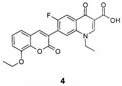1-этил-6-фтор-4-оксо-7-(8-этокси-2-оксо-2н-хромен-3-ил)-1,4-дигидрохинолин-3-карбоновая кислота, обладающая противотуберкулезной активностью (патент 2642426)