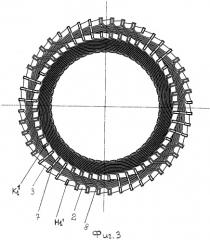 Шестифазная петлевая стержневая обмотка статора электрической машины (варианты) (патент 2257658)