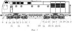Железнодорожное тяговое транспортное средство с трехосными тележками (варианты) (патент 2307751)