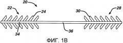 Шовные нити с зазубринами и стопорами для тампонов и способы их применения (патент 2535616)