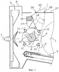 Устройство для размотки/измельчения продуктов типа фуража, упакованных в тюки (патент 2262225)