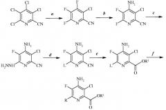 Способ получения 4-амино-3-хлор-5-фтор-6-(замещенных)пиколинатов (патент 2539578)