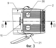 Машинка для стрижки волос со сменным режущим комплектом и устройством для регулирования длины срезания (патент 2490117)