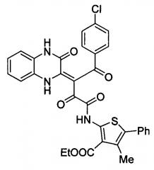Способ получения (z)-этил 2-(4-(4-хлорфенил)-2,4-диоксо-3-(3-оксо-3,4-дигидрохиноксалин-2(1н)-илиден)бутанамидо)-4-метил-5-фенилтиофен-3-карбоксилата (патент 2644944)