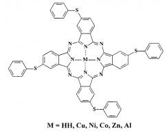 Металлокомплексы окта-4,5-(4-сульфофенилсульфанил)фталоцианина с медью, цинком и кобальтом (патент 2640303)