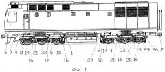 Железнодорожное тяговое транспортное средство с трехосными тележками (варианты) (патент 2307752)