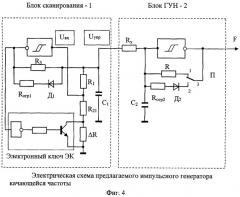 Импульсный генератор качающейся частоты на триггерах шмитта с переключаемым направлением сканирования по частоте (патент 2479104)