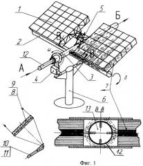 Система ориентации солнечных модулей с концентраторами для нагрева теплоносителя (варианты) (патент 2324867)