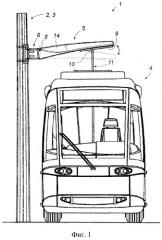 Узел воздушной линии для обеспечения электроэнергией наземного транспортного средства, оснащенного верхней структурой захвата (патент 2525594)