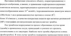 Применение перфторалкилсодержащих комплексов металлов в качестве контрастных веществ при магнитно-резонансной томографии для визуализации внутрисосудистых тромбов (патент 2328310)