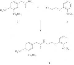 Получение r-5-(2-(2-(2-этоксифенокси)этиламино)пропил)-2-метоксибензолсульфонамидгидрохлорида высокой химической чистоты (патент 2456269)